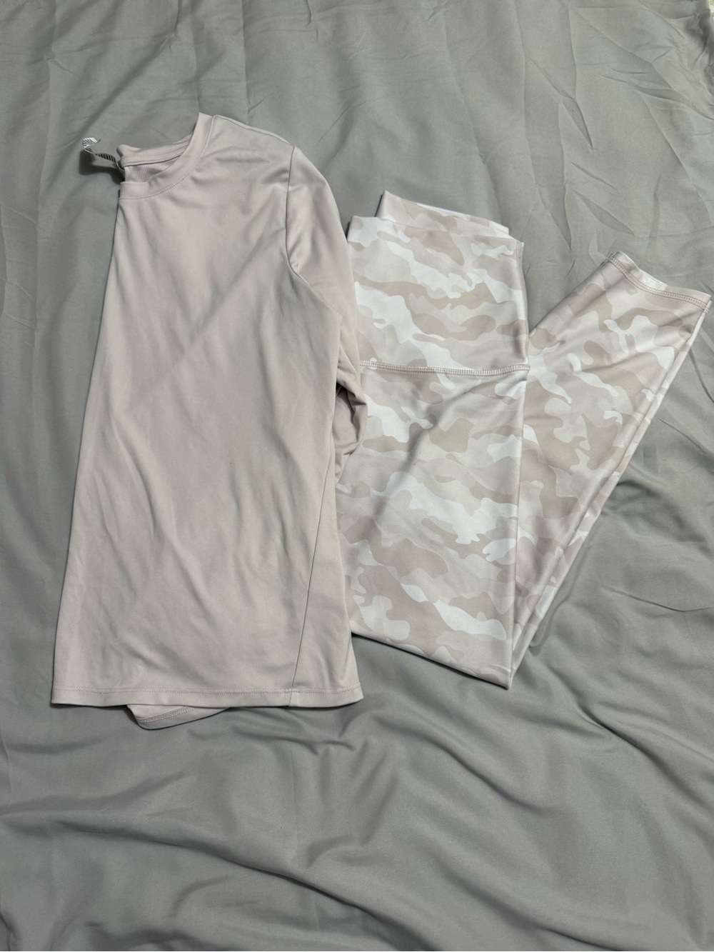 RBX Cream Long Sleeve Top & Cream Camo Leggings Set